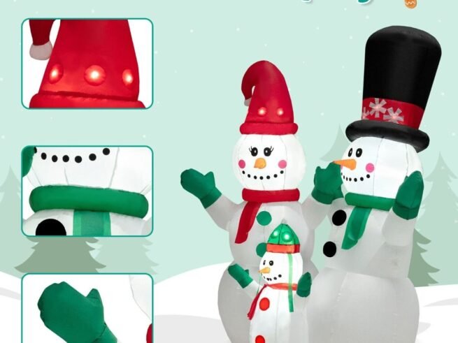 Inflatable Snowman Family Christmas Decoration with LED Lights 175cm