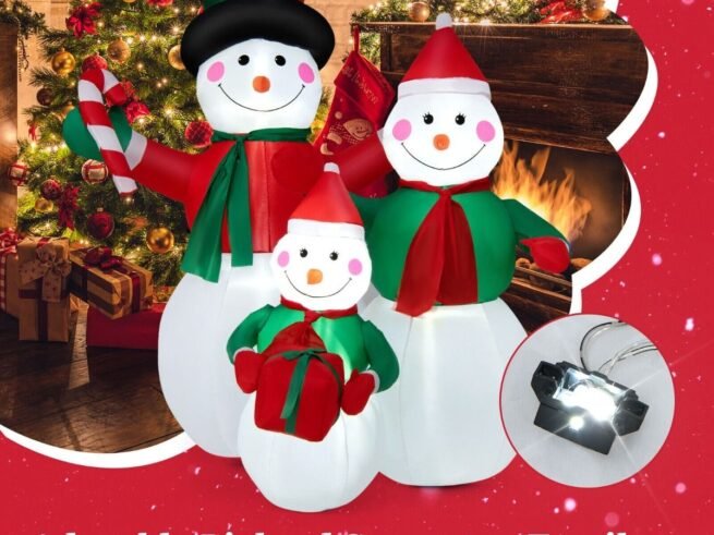 Inflatable Snowman Family Christmas Decoration with LED Lights 200cm