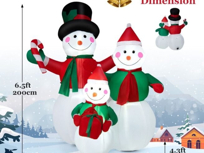 Inflatable Snowman Family Christmas Decoration with LED Lights 200cm