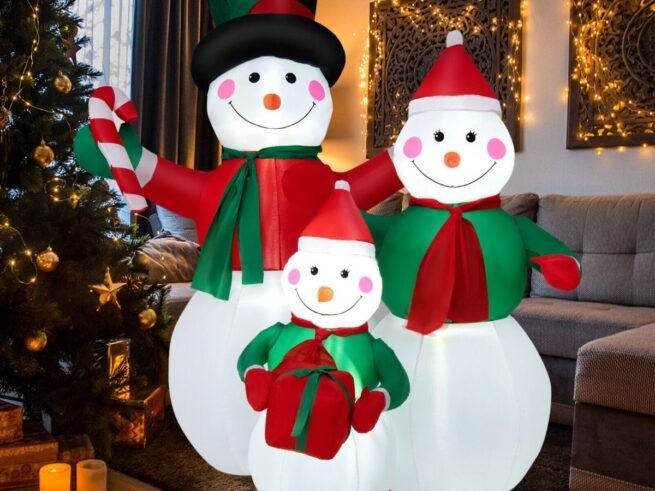 Inflatable Snowman Family Christmas Decoration with LED Lights 200cm