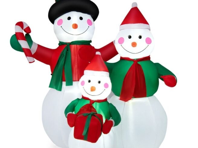 Inflatable Snowman Family Christmas Decoration with LED Lights 200cm