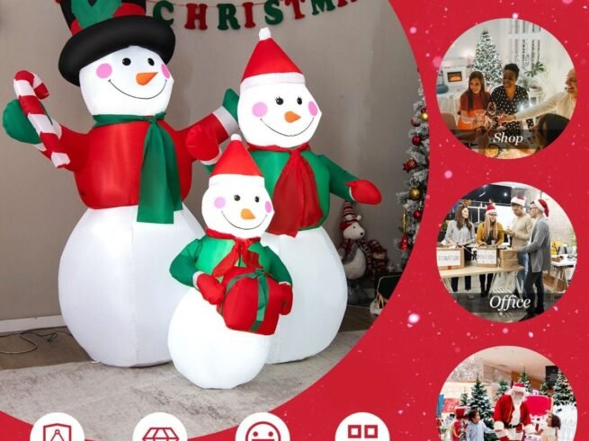 Inflatable Snowman Family Christmas Decoration with LED Lights 200cm