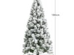 Artificial Snowy Christmas Tree 180 cm Longiform 570 Branches Metal Stand