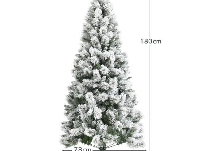 Artificial Snowy Christmas Tree 180 cm Longiform 570 Branches Metal Stand