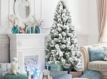 Artificial Snowy Christmas Tree 180 cm Longiform 570 Branches Metal Stand