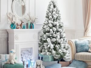 Artificial Snowy Christmas Tree 180 cm Longiform 570 Branches Metal Stand
