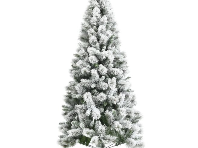 Artificial Snowy Christmas Tree 180 cm Longiform 570 Branches Metal Stand