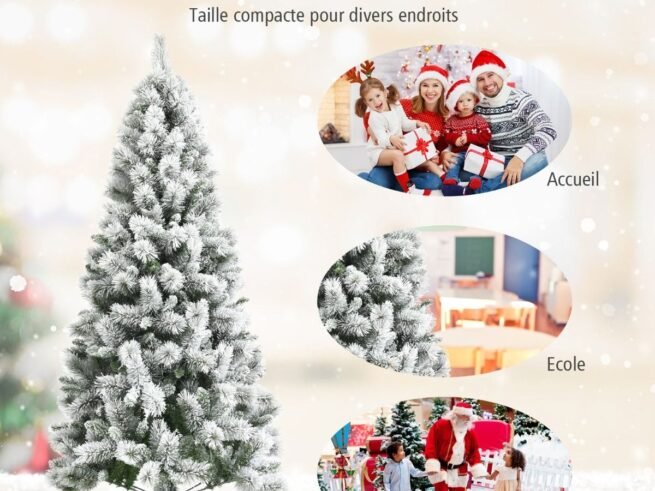 Artificial Snowy Christmas Tree 180 cm Longiform 570 Branches Metal Stand