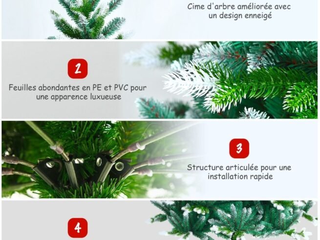 Artificial Snowy Christmas Tree 180 cm with 976 Branches Metal Stand