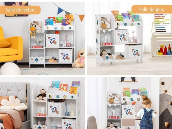 Kids Storage Unit for Toys and Books with 2 Drawers in Aviation Theme