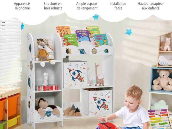 Kids Storage Unit for Toys and Books with 2 Drawers in Aviation Theme