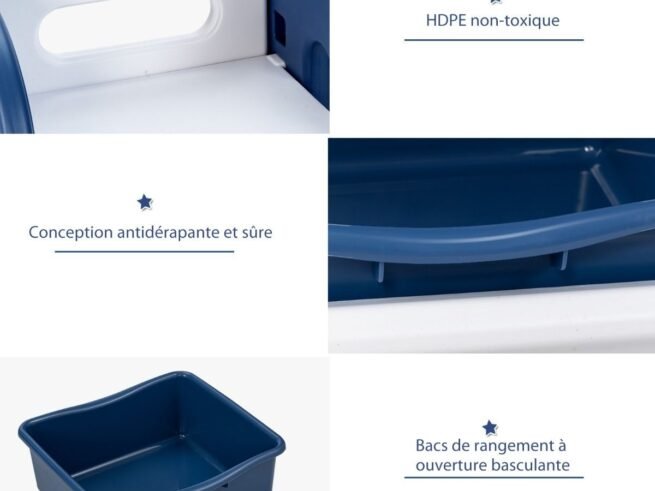 Storage Unit for Books and Toys with Bookcase - 6 Bins + 3 Rounded Corner Tiers