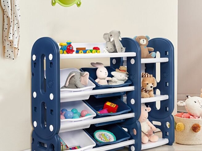 Storage Unit for Books and Toys with Bookcase - 6 Bins + 3 Rounded Corner Tiers