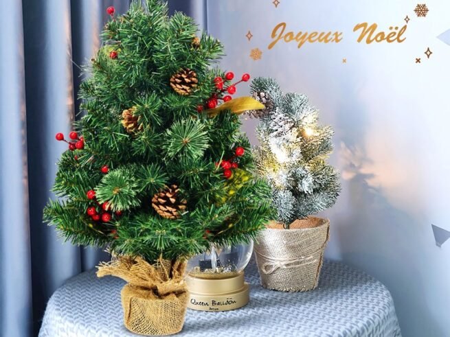 Mini Artificial Table Christmas Tree 60CM 34 Branches Burlap