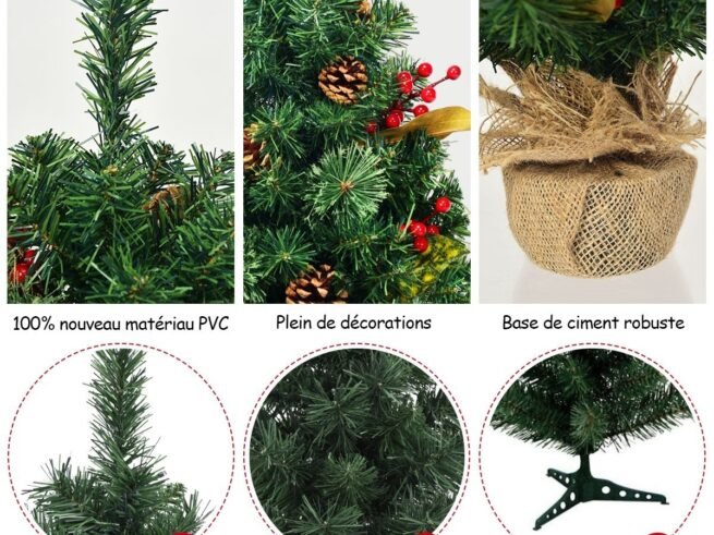 Mini Artificial Table Christmas Tree 60CM 34 Branches Burlap