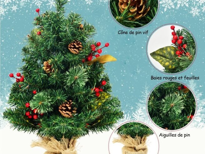 Mini Artificial Table Christmas Tree 60CM 34 Branches Burlap