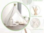 Large Teepee Playhouse Children's Play Tent Princess Style Lace String Lights