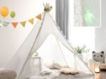 Large Teepee Playhouse Children's Play Tent Princess Style Lace String Lights