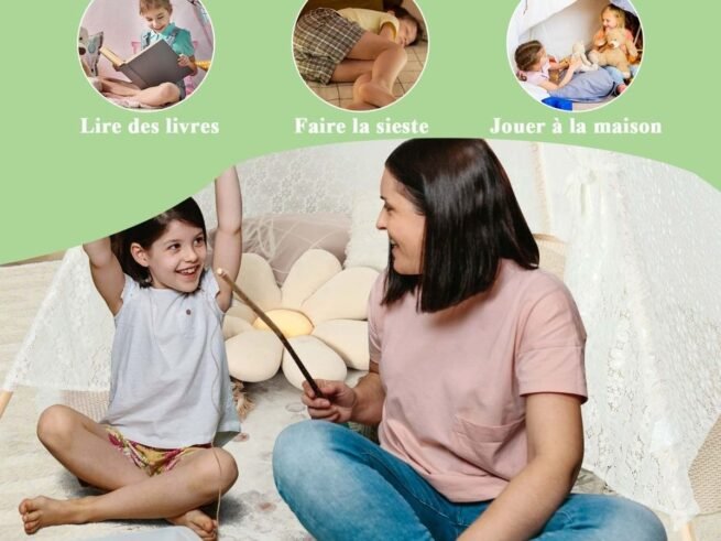 Large Teepee Playhouse Children's Play Tent Princess Style Lace String Lights