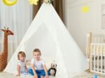 Large Teepee Playhouse Children's Play Tent Princess Style Lace String Lights