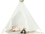 Large Teepee Playhouse Children's Play Tent Princess Style Lace String Lights