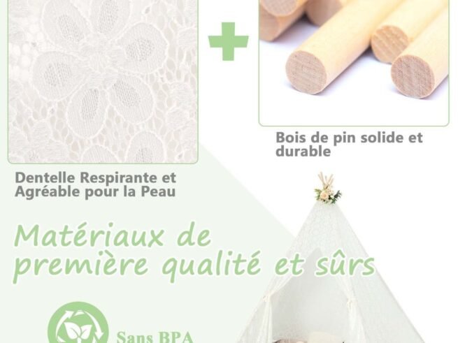 Large Teepee Playhouse Children's Play Tent Princess Style Lace String Lights