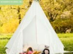 Large Teepee Playhouse Children's Play Tent Princess Style Lace String Lights