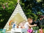 Children's Tepee Playhouse Play Tent Folding Wigwam Canvas Floor Mat
