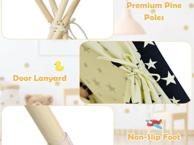 Children's Tepee Playhouse Play Tent Folding Wigwam Canvas Floor Mat