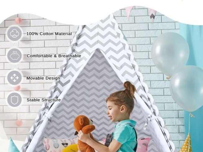 Indian Teepee Tent for Children with Mat and Carry Bag 160 x 120 x 120 cm