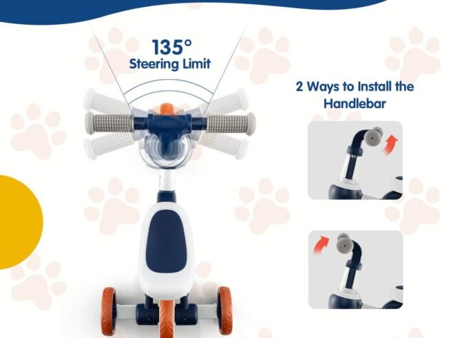 4-in-1 Multifunctional Kids Training Balance Trike wih Adjustable Push Handle