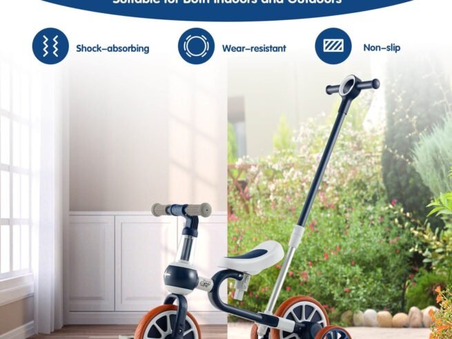 4-in-1 Multifunctional Kids Training Balance Trike wih Adjustable Push Handle