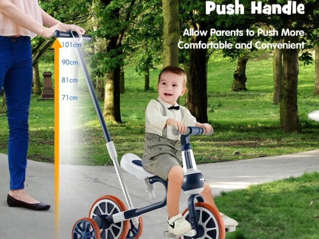 4-in-1 Multifunctional Kids Training Balance Trike wih Adjustable Push Handle