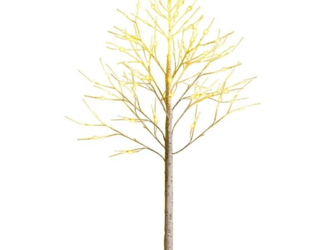 Artificial Warm White Birch Christmas Tree 180cm with 96 LED Lights