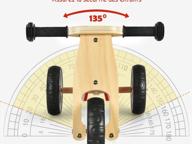 2-in-1 Wooden Tricycle and Balance Bike with Adjustable Seat Shockproof from 18 Months