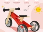 2-in-1 Wooden Tricycle and Balance Bike with Adjustable Seat Shockproof from 18 Months