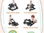 Foldable Baby Walker 4 in 1 Pusher Adjustable Height and Speed Music Box with Light