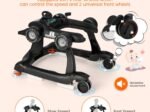 Foldable Baby Walker 4 in 1 Pusher Adjustable Height and Speed Music Box with Light