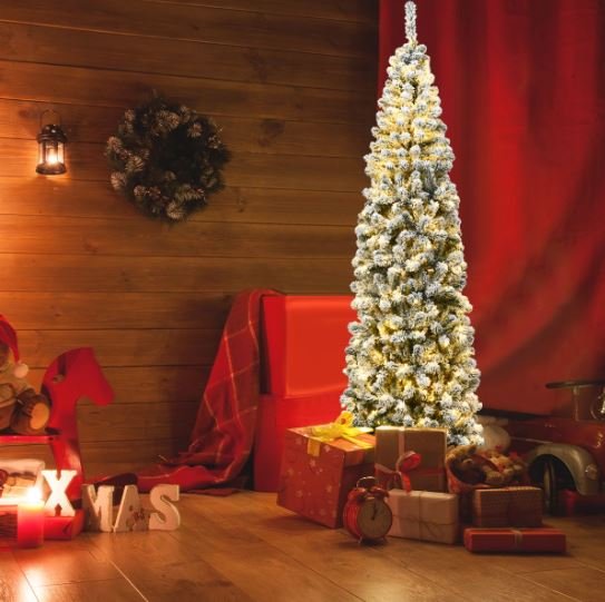 Snowflake Artificial Christmas Tree 225cm 350 LED Lights Metal Stand