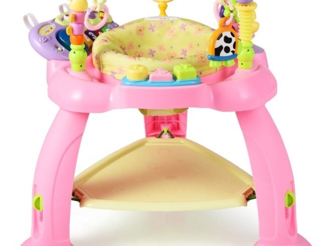 2 in 1 Scalable Baby Musical Walker Activity Table 360° Swivel Seat 3 Adjustable Heights