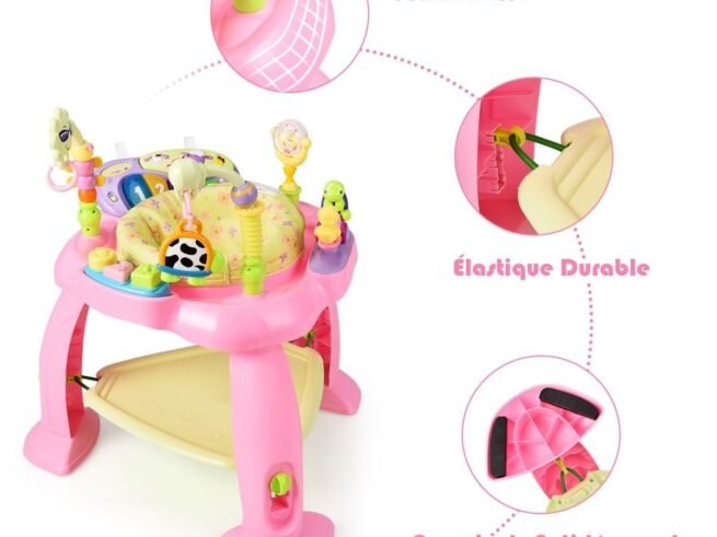 2 in 1 Scalable Baby Musical Walker Activity Table 360° Swivel Seat 3 Adjustable Heights