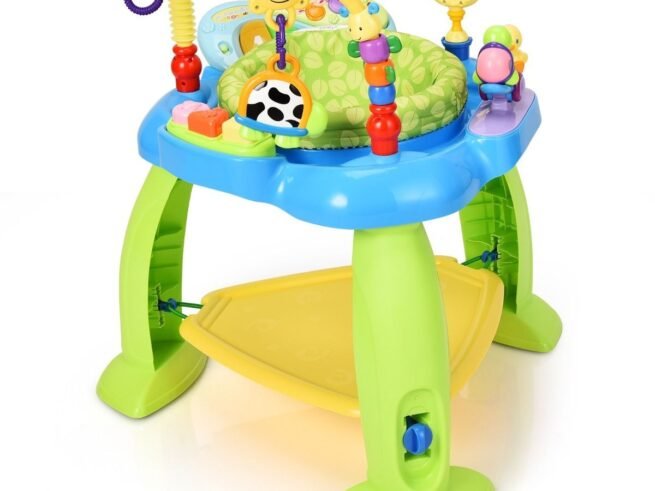 2 in 1 Scalable Baby Musical Walker Activity Table 360° Swivel Seat 3 Adjustable Heights