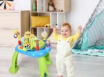 2 in 1 Scalable Baby Musical Walker Activity Table 360° Swivel Seat 3 Adjustable Heights