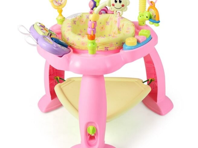 2 in 1 Scalable Baby Musical Walker Activity Table 360° Swivel Seat 3 Adjustable Heights