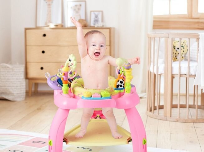 2 in 1 Scalable Baby Musical Walker Activity Table 360° Swivel Seat 3 Adjustable Heights