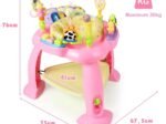 2 in 1 Scalable Baby Musical Walker Activity Table 360° Swivel Seat 3 Adjustable Heights