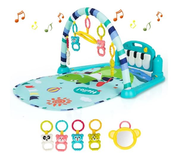 Musical Activity Mat for Baby Swivel Piano, Music and Light, 4 Toys