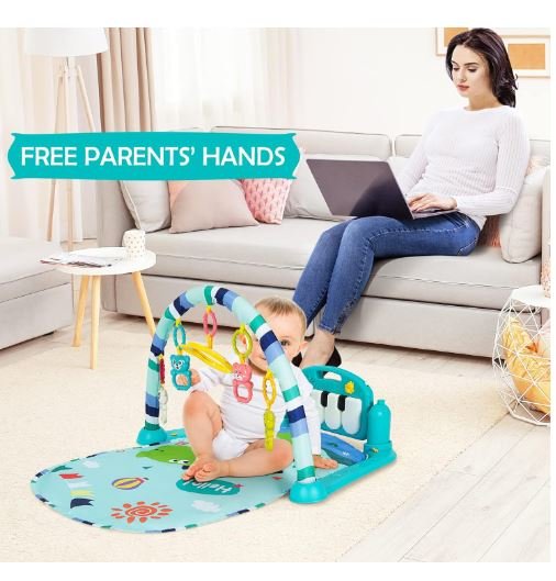 Musical Activity Mat for Baby Swivel Piano, Music and Light, 4 Toys