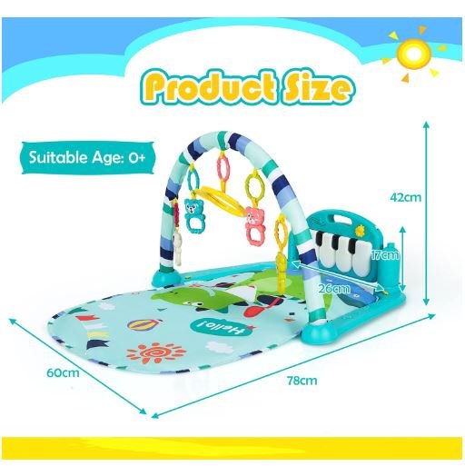 Musical Activity Mat for Baby Swivel Piano, Music and Light, 4 Toys