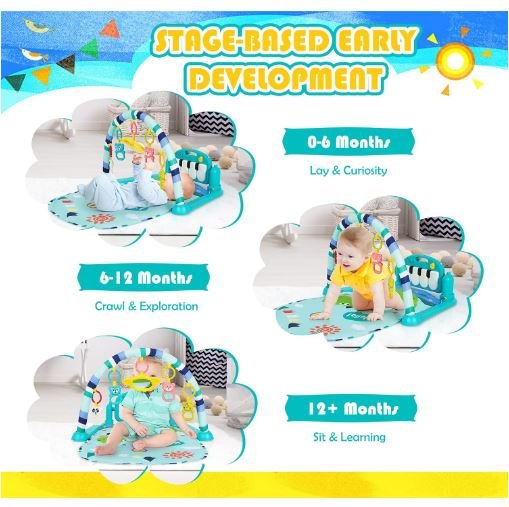 Musical Activity Mat for Baby Swivel Piano, Music and Light, 4 Toys